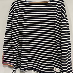 NWOT Fun Talbots Navy & White Stripe Top Size XLp